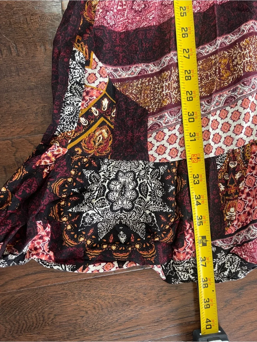 Living Doll Dress Plus Size 2x Boho Patchwork Floral Knee Length Pockets - Picture 7 of 7